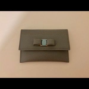 Salvatore Ferragamo Vara Card Case in light gray